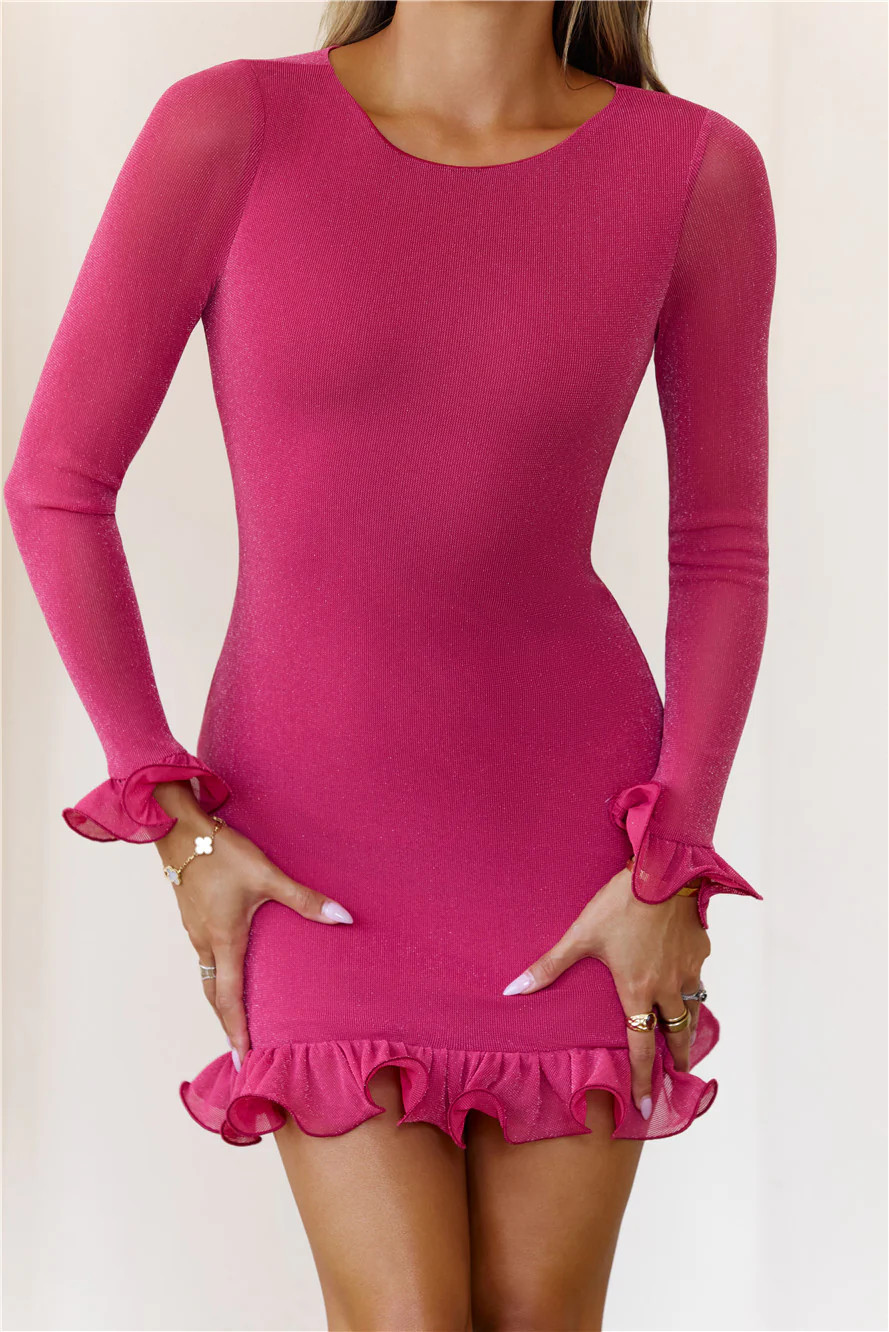 Lookbook Long Sleeve Mini Dress Rose | Hello Molly (US)