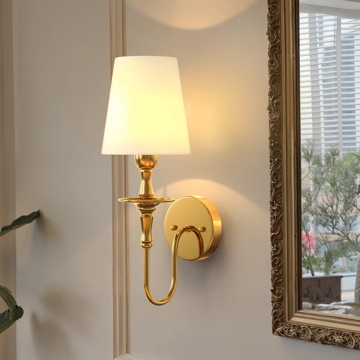 Alcester Battery Operated RGB Remote Arm Sconce Dimmable Bath Sconce Wall Light, Brass Metal Wall... | Wayfair North America