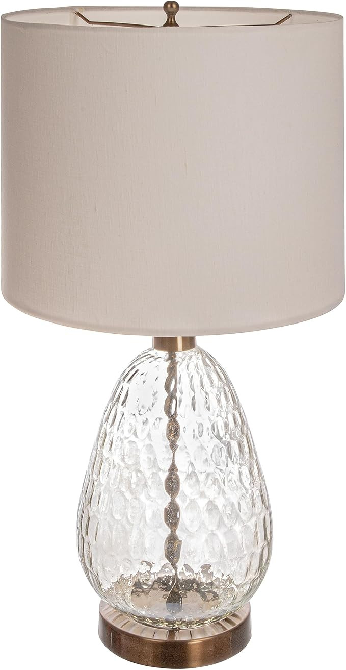 Creative Co-Op Textured Glass Base Table Lamp with Cotton Drum Shade, White | Amazon (US)