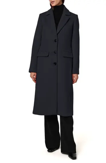 Bernardo Structured Wool Blend Coat in Navy at Nordstrom Rack, Size Medium | Nordstrom Rack