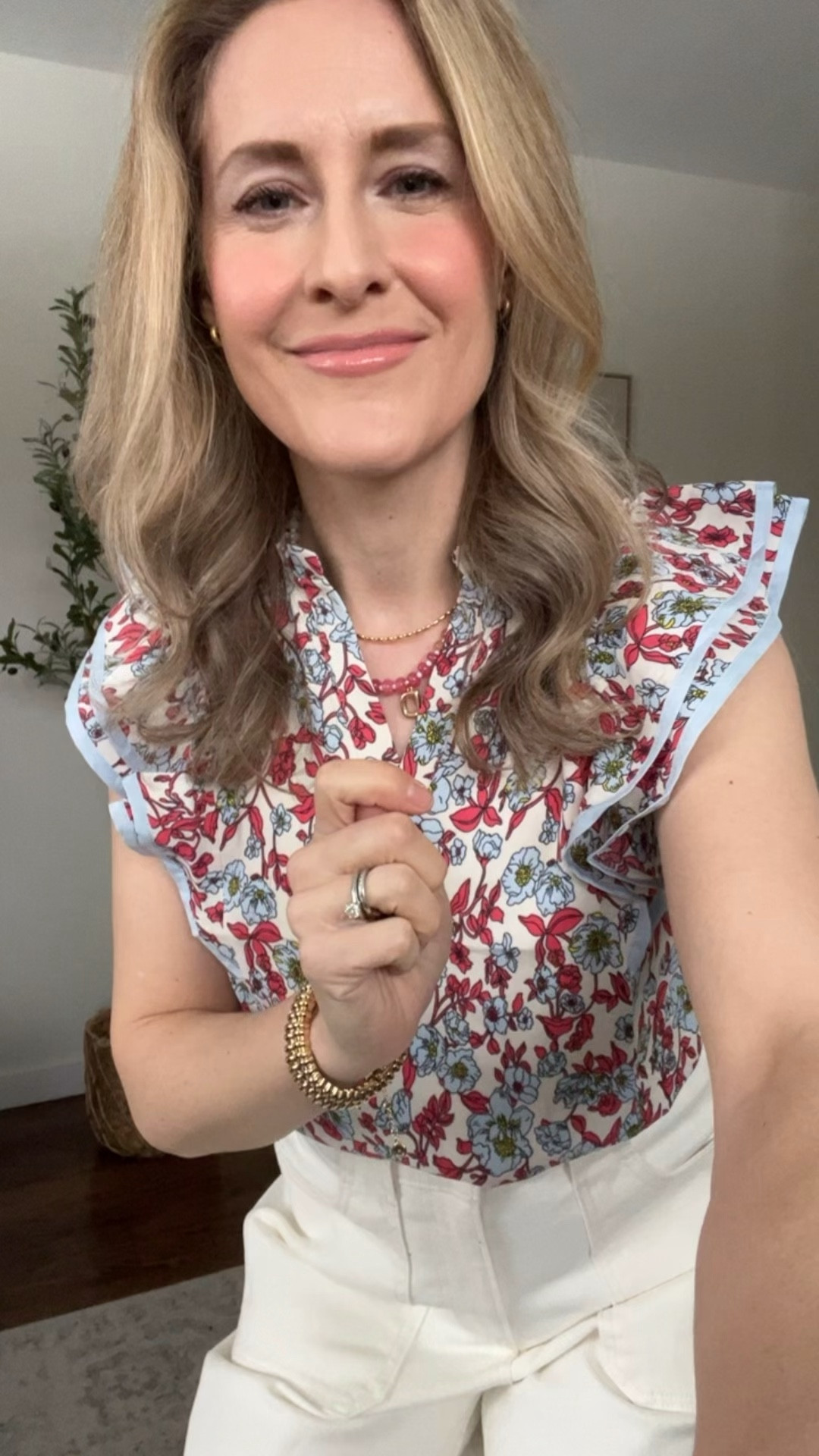 This Amazon floral blouse is such a good find! Ruffle cap sleeves, flattering v-neck, and wrinkle-free fabric. Fits true to size (wearing a small). Some colors as low as $9.99, otherwise $16.99. #amazonfinds #amazonfashion 

#LTKOver40 #LTKWorkwear