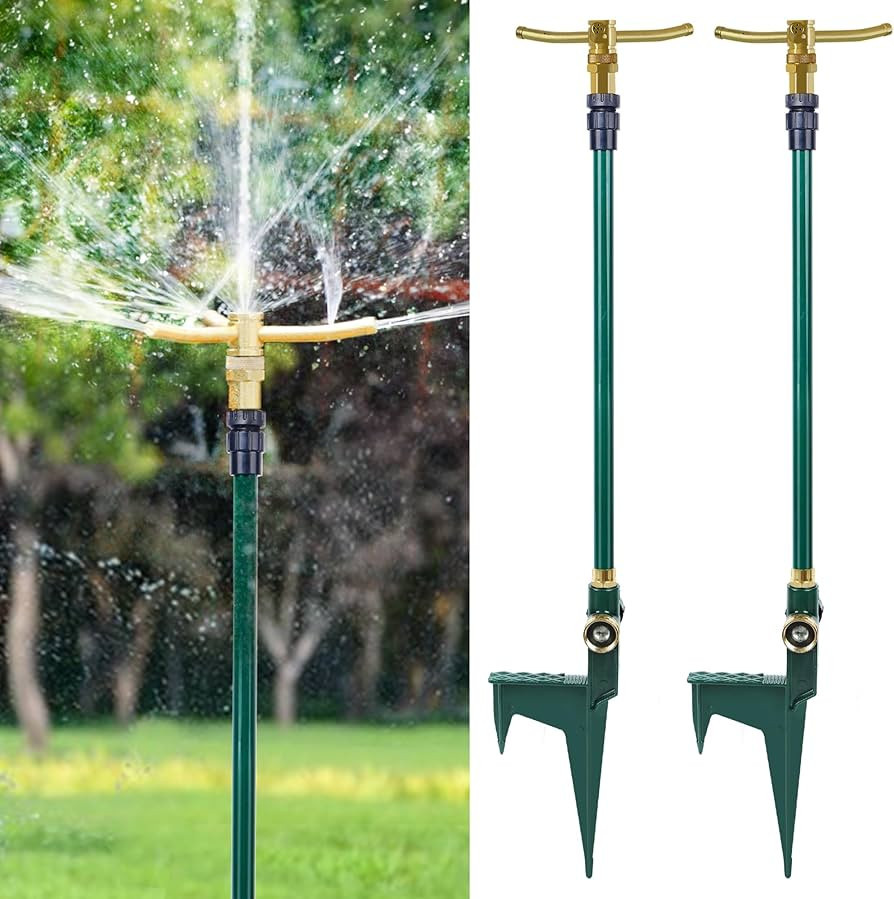 2 Pack 3-Arm Garden Sprinkler, 360 Degree Rotation Garden Water Sprinklers, High-Rise Lawn Sprink... | Amazon (US)