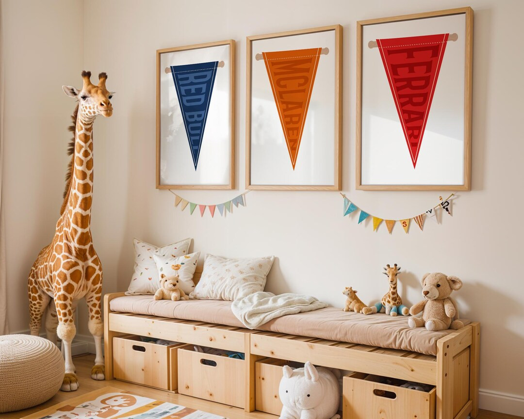 Custom F1 Team Pennant Flags Nursery Art | Minimalist Racing Prints (Digital Download) | Etsy (US)