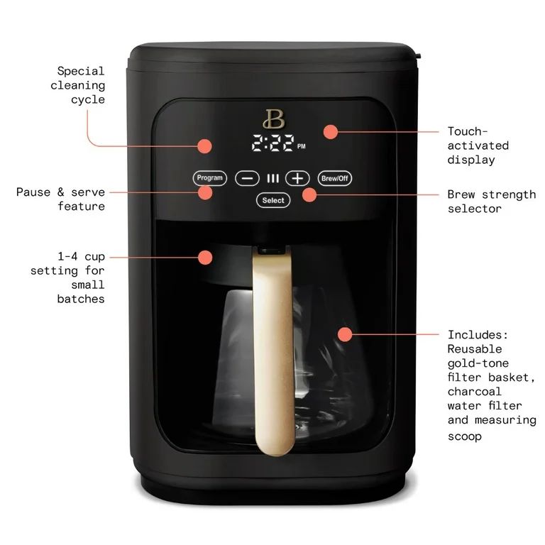 Beautiful 14 Cup Touchscreen Coffee Maker, Black Sesame by Drew Barrymore | Walmart (US)