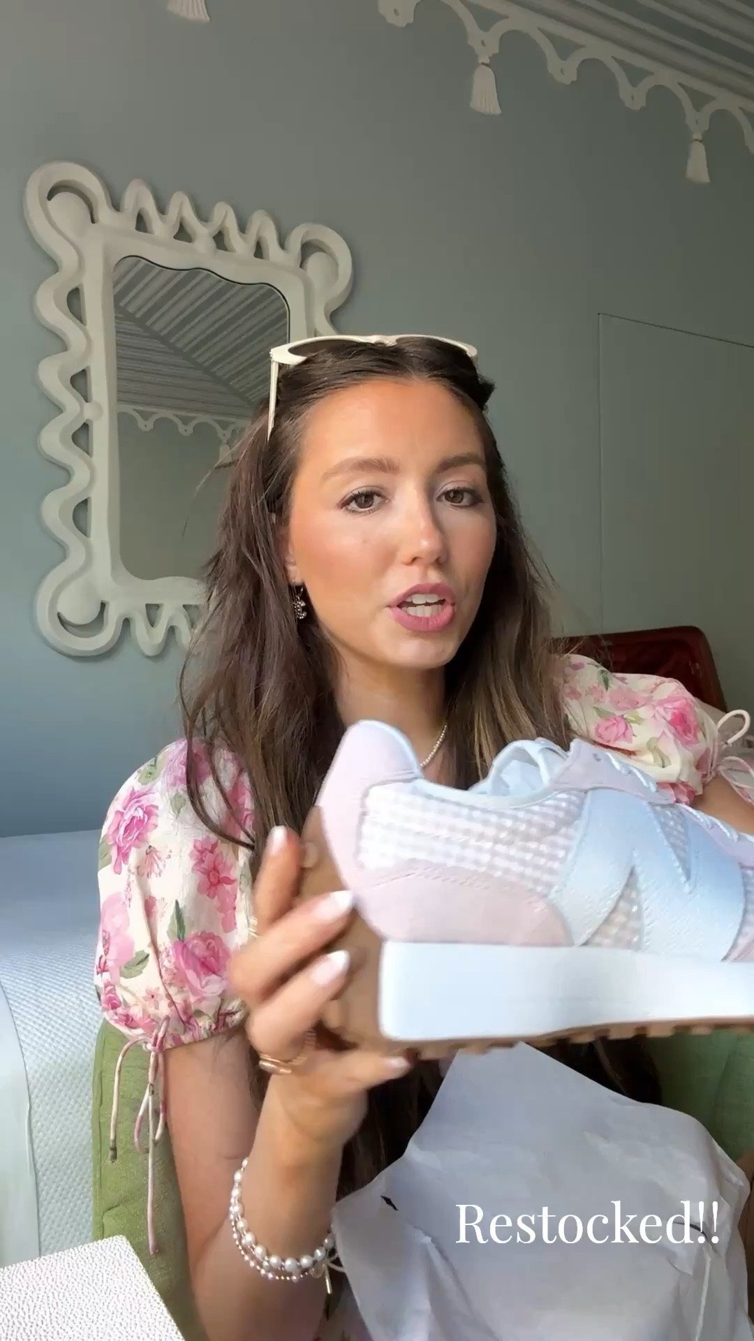 Pink gingham new balance sneakers 
True to size and restocked! These will sell out again🌸

#LTKSeasonal #LTKSaleAlert #LTKootd