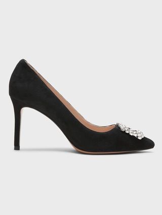 Madison 12-Hour Suede Pump with Crystal Buckle | Banana Republic (US)