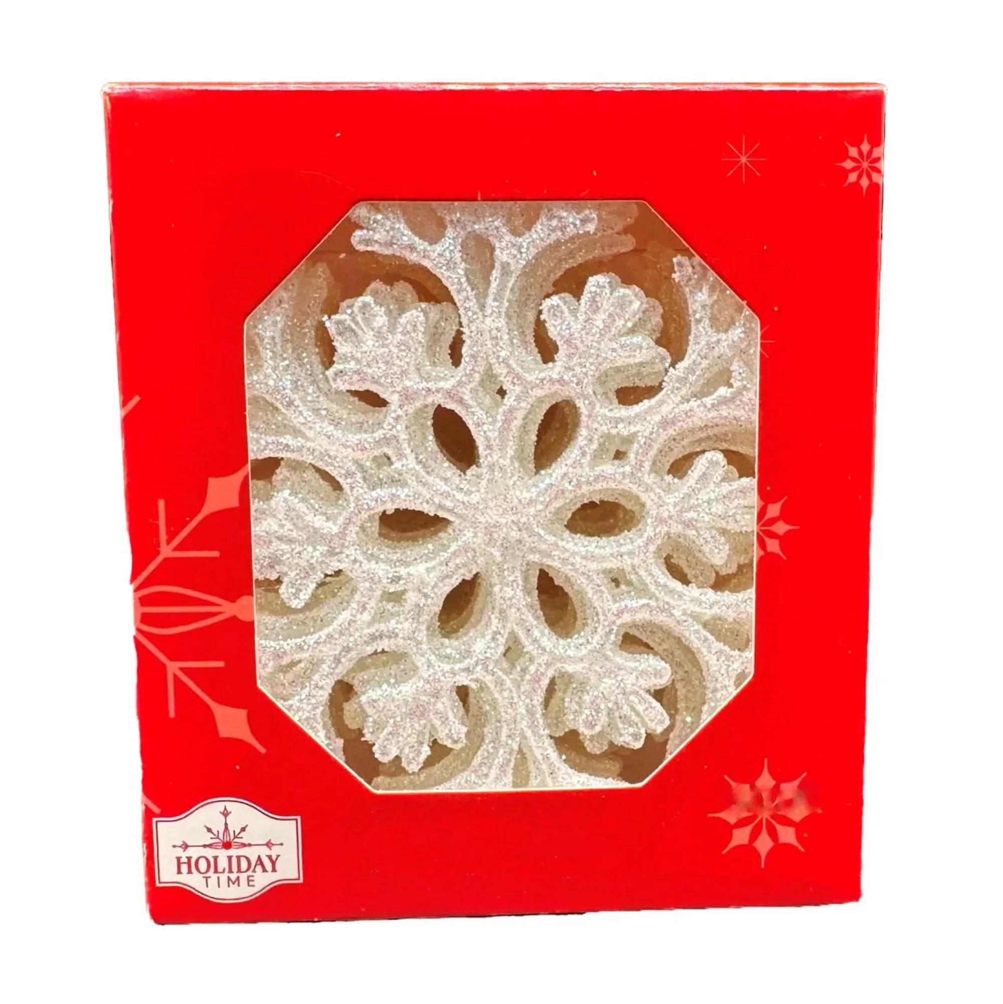 White Glitter Snowflake Christmas Ornaments, 3.9", 20 Count, by Holiday Time | Walmart (US)