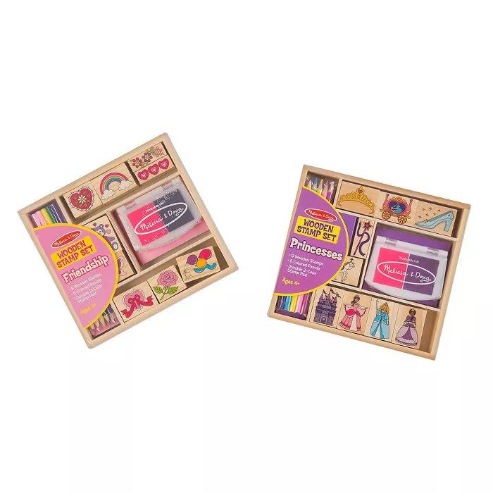 Melissa & Doug Wooden Stamps, Set of 2 - Princess and Friendship, With 18 Stamps, 10 Colored Penc... | Target