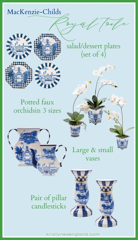 Same alert! Use code KRISTY15 for 15% off these pieces now 5/3 - 5/5 at 9am EST. Code good for 48 hours only. Blue & white decor, MacKenzie-Childs, toile vase. Toile plates, blue and white home, faux orchids, vase, candlesticks, dessert plates, blue and white plates

#LTKsalealert #LTKhome #LTKSeasonal