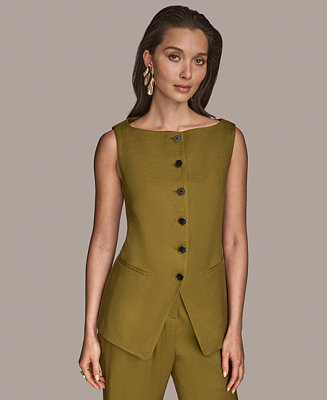 Donna Karan New York Women's Linen-Blend Vest, Regular & Petite - Macy's | Macy's