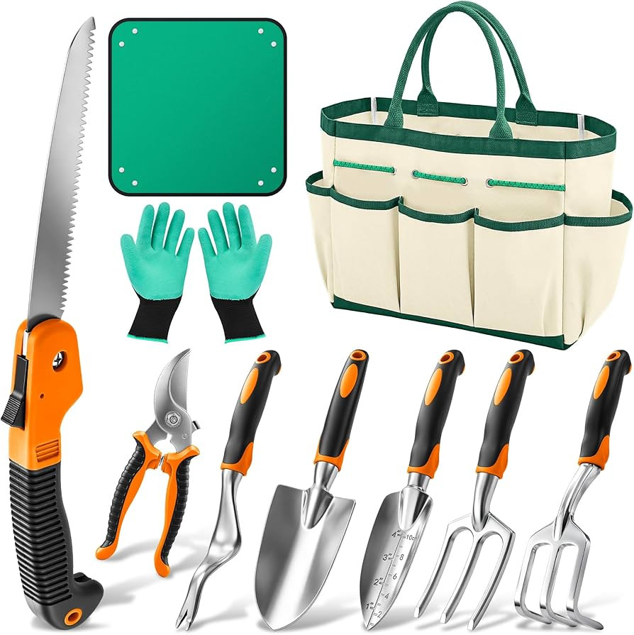 Garden Tool Set Gardening Tools - Heavy Duty Aluminum Tool Kit with Non-Slip Handle, Gardening Gl... | Amazon (US)