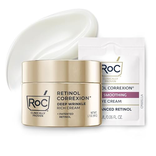 RoC Deep Wrinkle Rich Cream, Fragrance Free, Daily Anti-Aging Firming Cream For Persistent Dryness & Younger-Looking Skin For Women & Men, With Line Smoothing Eye Cream Packette, 1.7oz | Amazon (US)