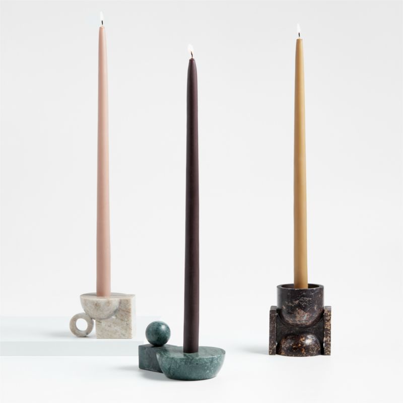 Noyau Marble Taper Candle Holders by Athena Calderone | Crate & Barrel | Crate & Barrel