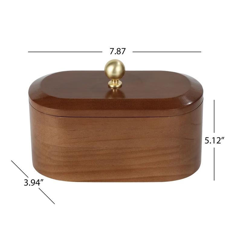 Mainstays Wooden Decorative Tabletop Capsule Box with Gold Knob | Walmart (US)