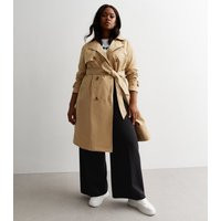 Women's Plus Size Camel Belted Formal Trench Coat Curves New Look | New Look (UK)