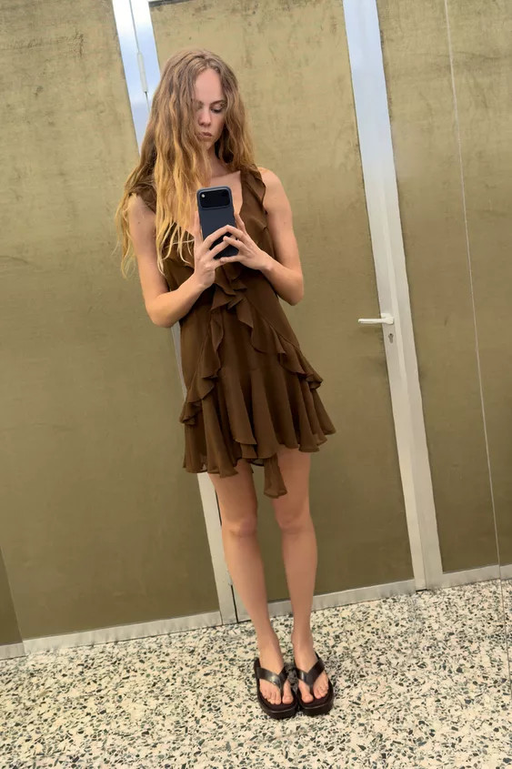 RUFFLED SHORT DRESS | Zara US