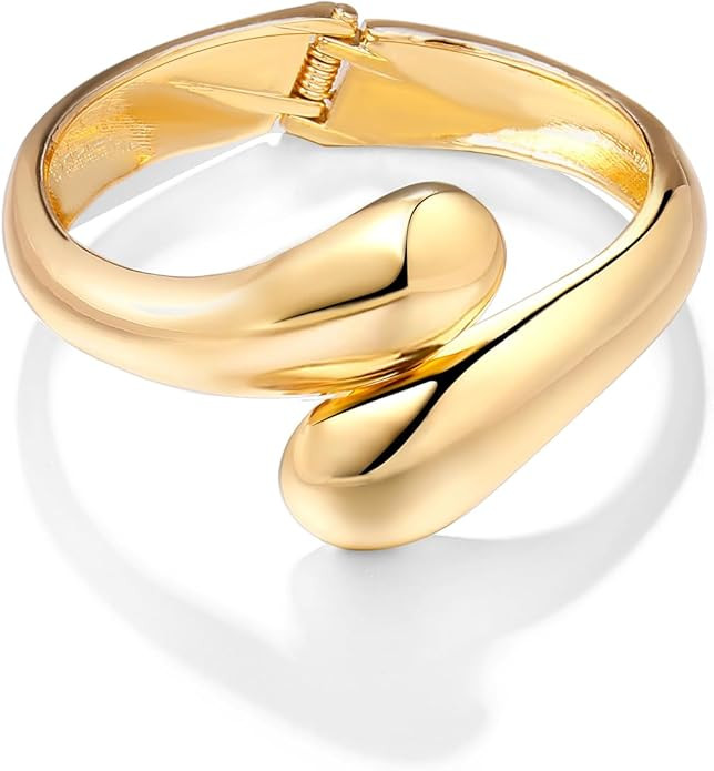 Joya Love Chunky Gold Cuff Bangle Bracelets For Women Statement Minimalist Thick Gold Hinge Wrist... | Amazon (US)