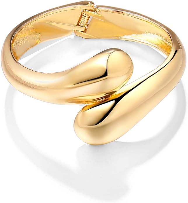 Joya Love Chunky Gold Cuff Bangle Bracelets For Women Statement Minimalist Thick Gold Hinge Wrist... | Amazon (US)