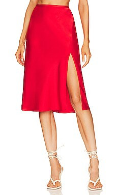 Chiara Midi Skirt in Red | Revolve Clothing (Global)