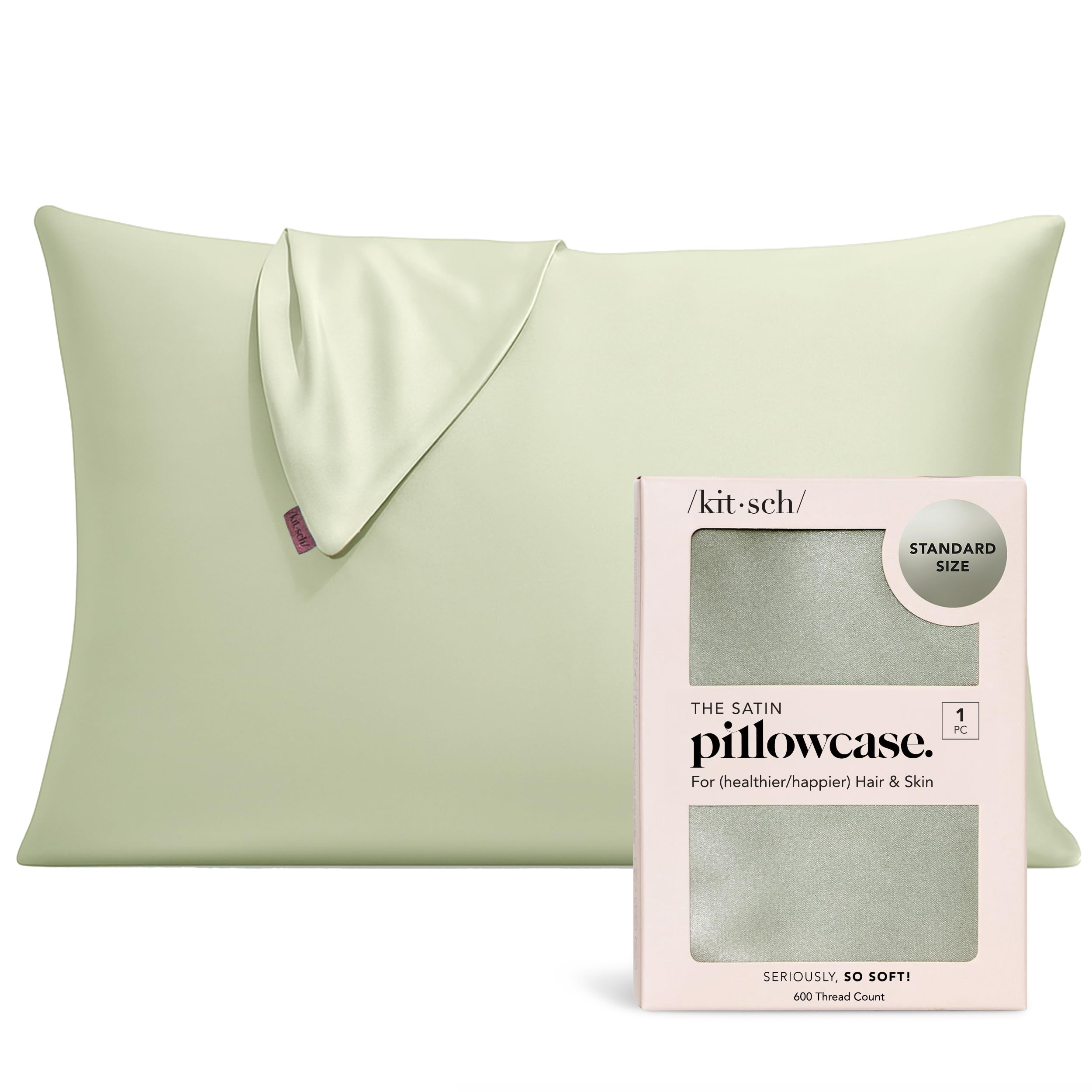 Kitsch Satin Pillowcase with Zipper for Hair & Skin, Softer Than Silk Pillow Cases Queen, Wrinkle... | Amazon (US)
