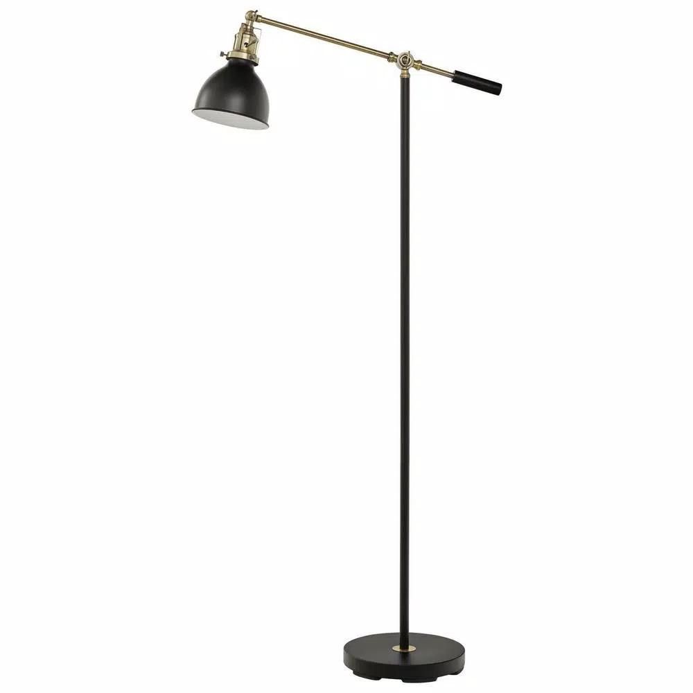 Hampton Bay Matte Black and Antique Brass 55in. Industrial Balance Floor Lamp-AF48587 - The Home ... | The Home Depot