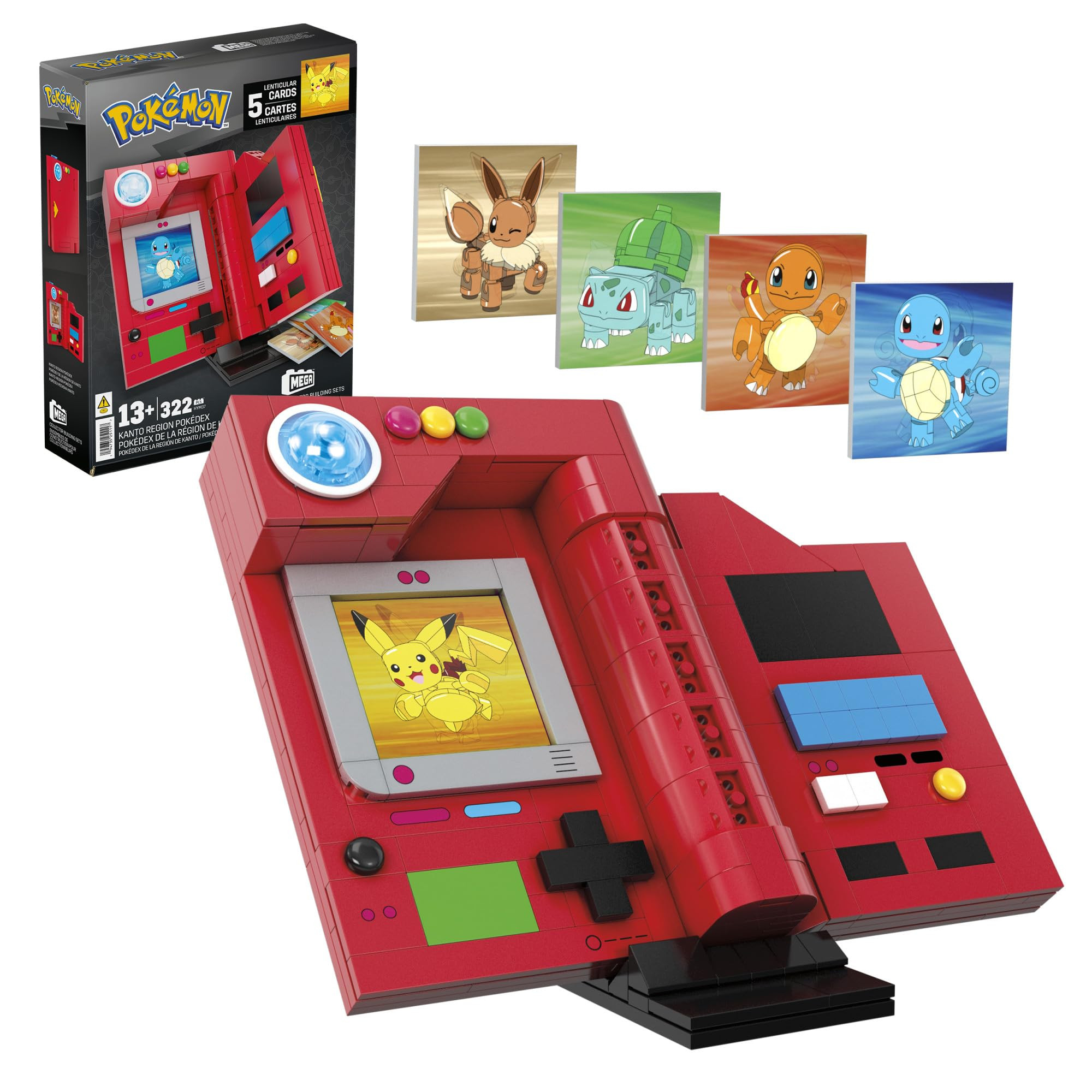 Mega Pokémon Building Toys Set, Kanto Region Pokédex with 322 Pieces, Light and 5 Lenticular Ca... | Amazon (US)