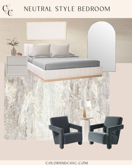 Neutral bedroom inspiration! I own the arch mirror, rug and the white end table. Love a neutral design above the bed, as well as a neutral rug that will match anything. Could add pop of color in pillows and bedding. Linking a similar mirror, also 

#LTKhome #LTKstyletip