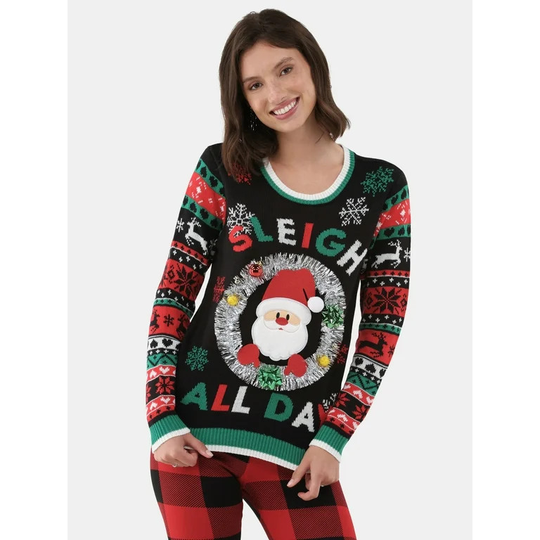 No Boundaries Christmas Sweater, Women's and Women's Plus | Walmart (US)