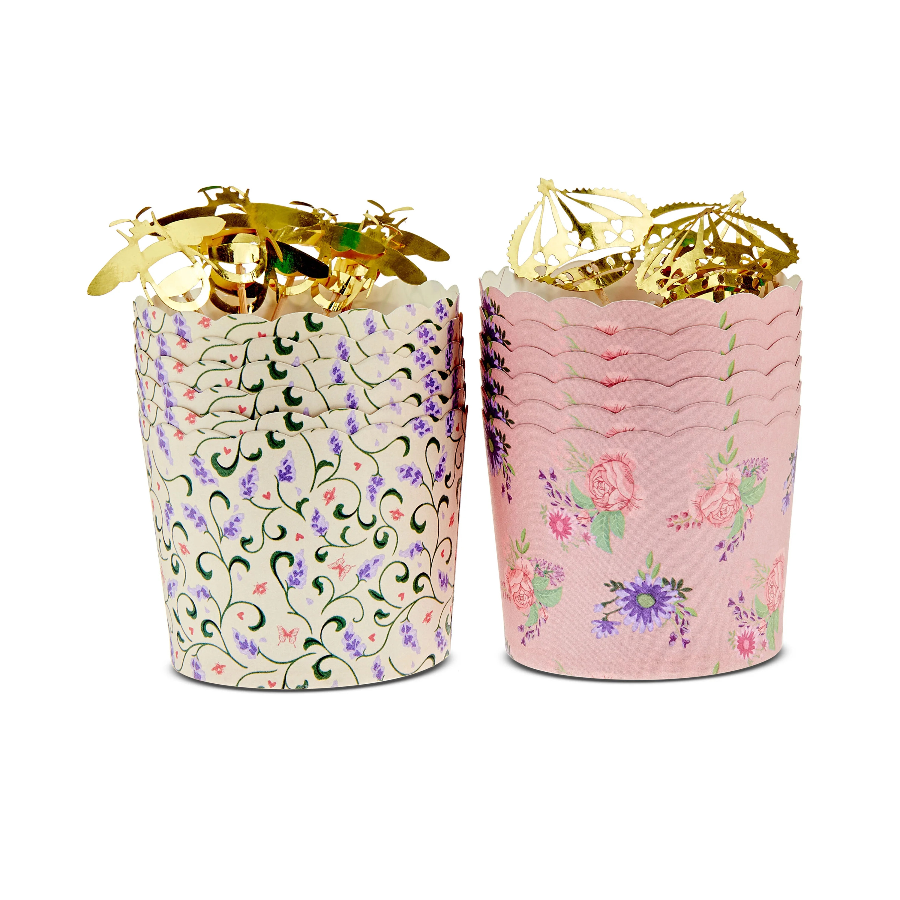 Bridgerton Cupcake Kit, Liners, Picks, Floral, 24 Count, Pink, Ivory, Paper, Valentine's Day, Net... | Walmart (US)