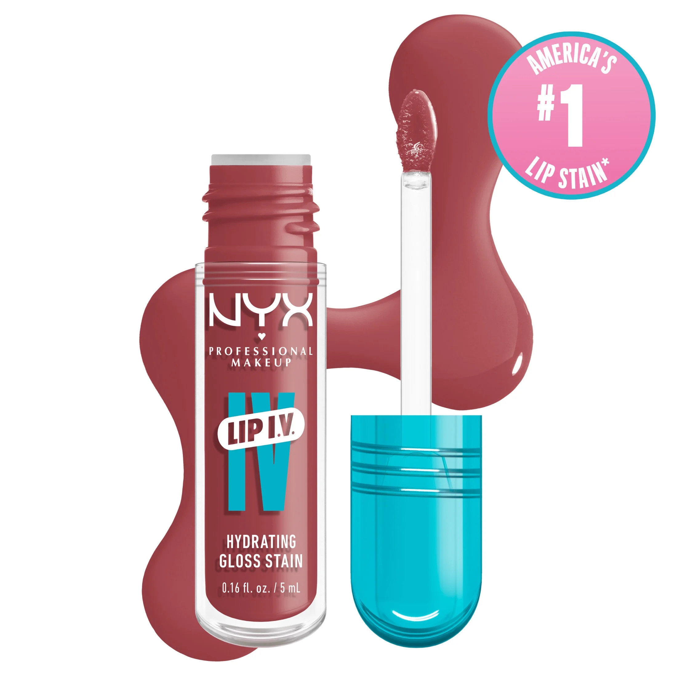 NYX Professional Makeup Lip IV Hydrating Lip Oil & Stain with Coconut Water, Petal Pourin, 0.16 f... | Walmart (US)