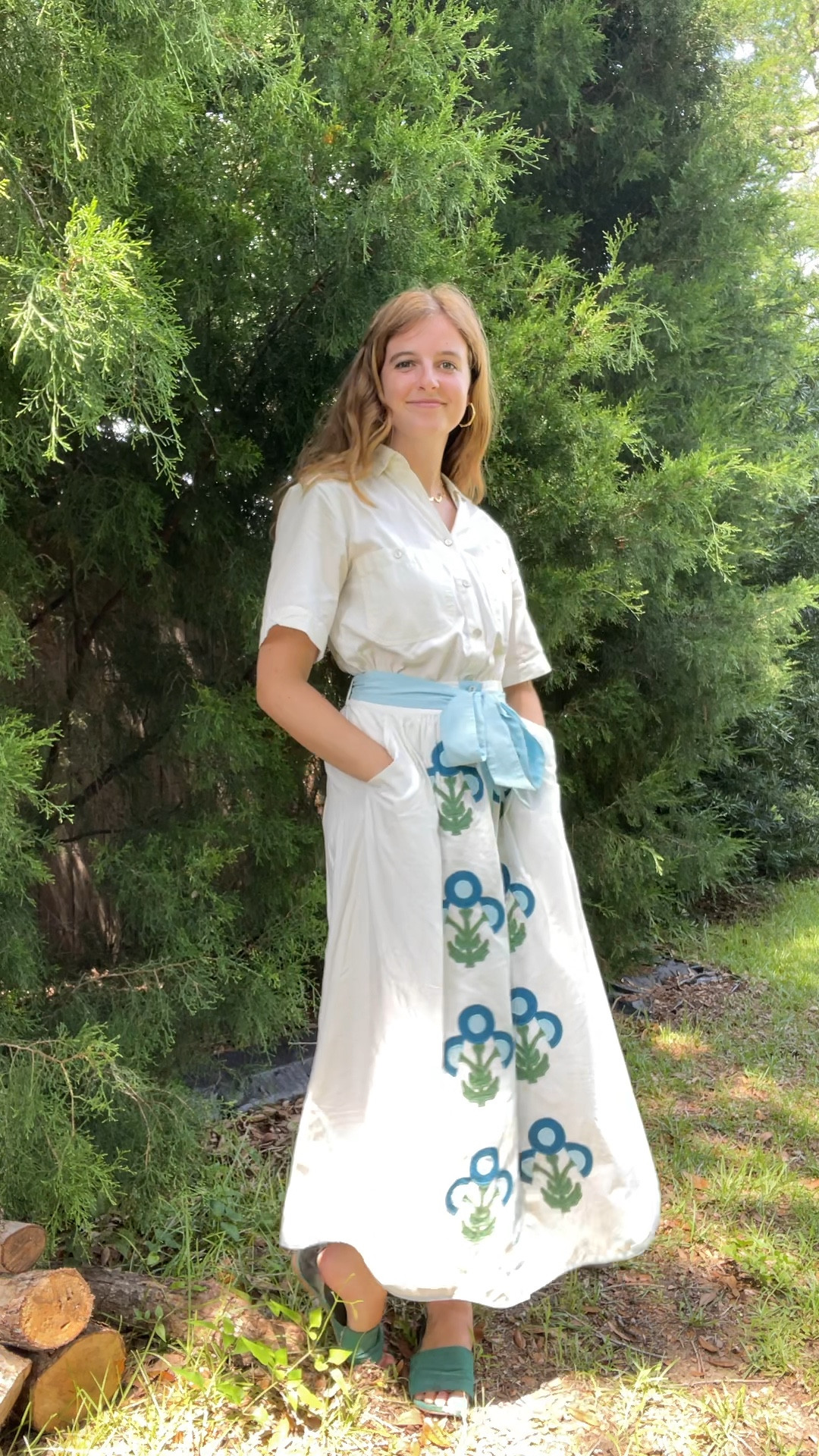 Ivory on ivory today at work! Skirt is the Prairie by Beau and Ro not on LRK—similar ones linked below! / workwear / summer / modest fashion / button up down / maxi / midi / short sleeves / gold jewelry

#LTKFindsUnder100 #LTKBacktoSchool #LTKVideo