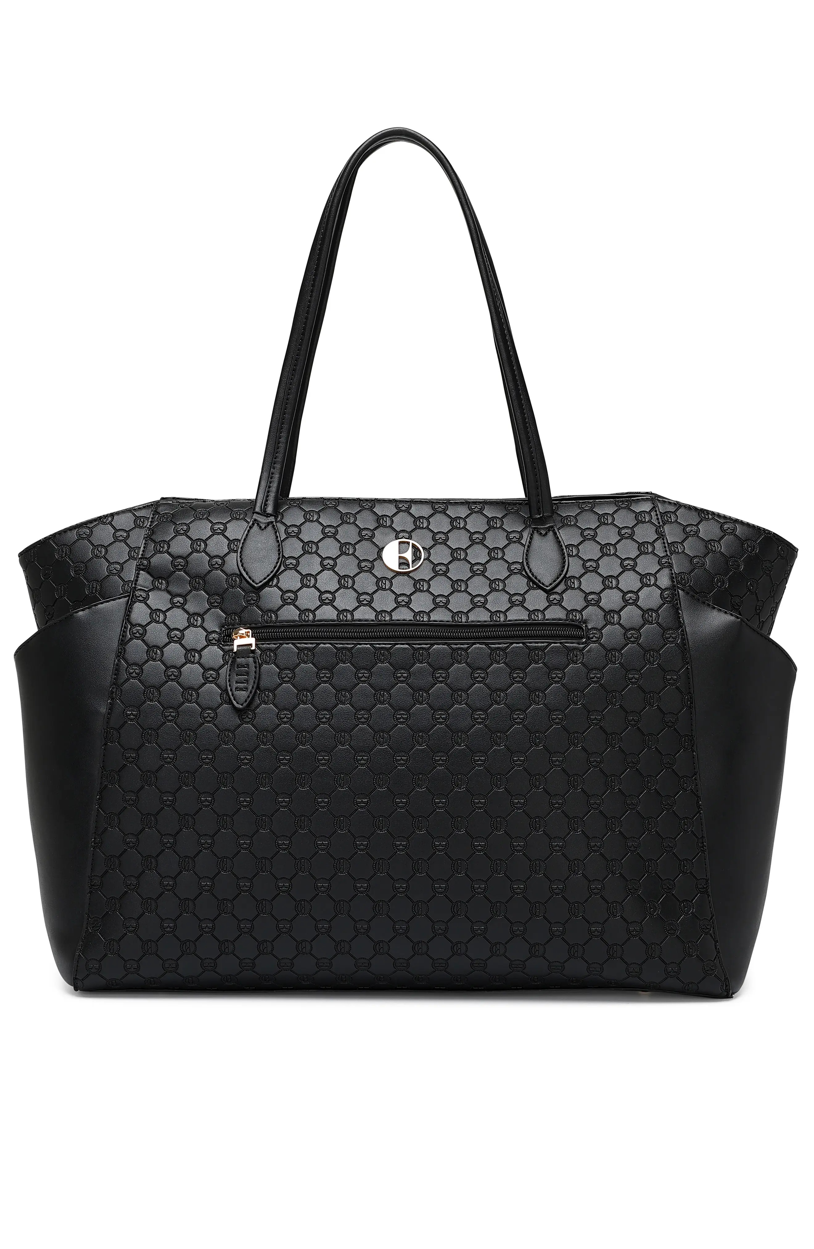 ELLE Compass 32L Vegan Leather Monogram Weekender Duffel Bag in Black at Nordstrom | Nordstrom