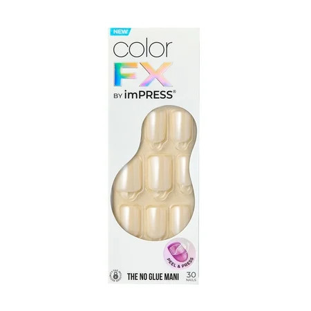KISS imPRESS No Glue Needed Press On Nails Color FX Invincible Beige Short Squoval 30 Count | Walmart (US)