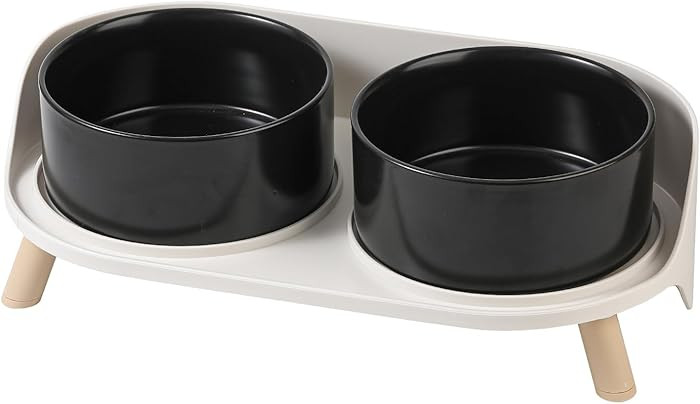 Elevated Ceramic Dog Bowl Set - Double Dog Feeding Bowls with Stand Splash Proof - Raised Dishes ... | Amazon (US)