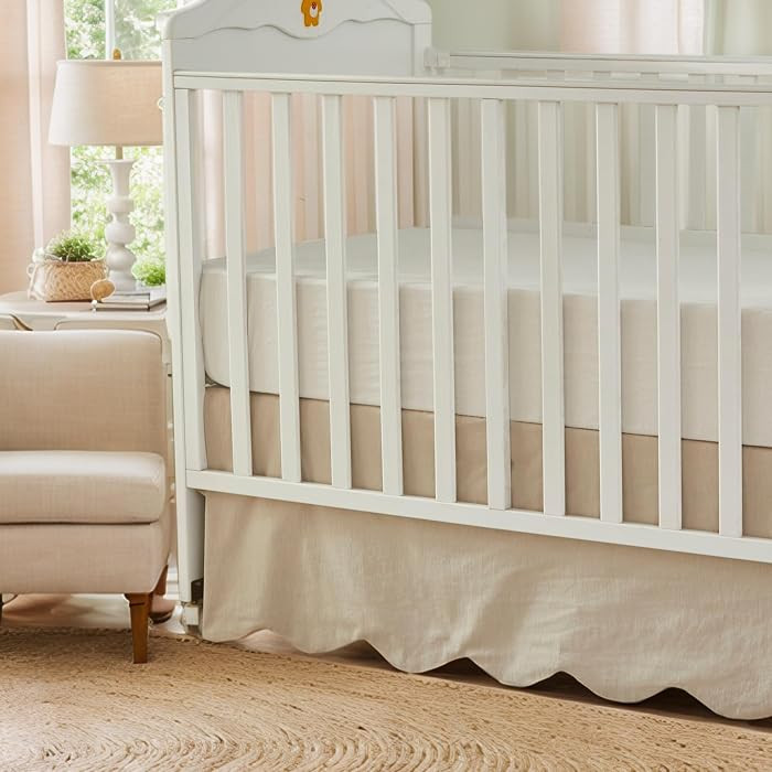 Brandream Scallop Edge Organic Cotton Crib Skirt, Baby Boy, Baby Girl, Gender Neutral Crib Skirt ... | Amazon (US)