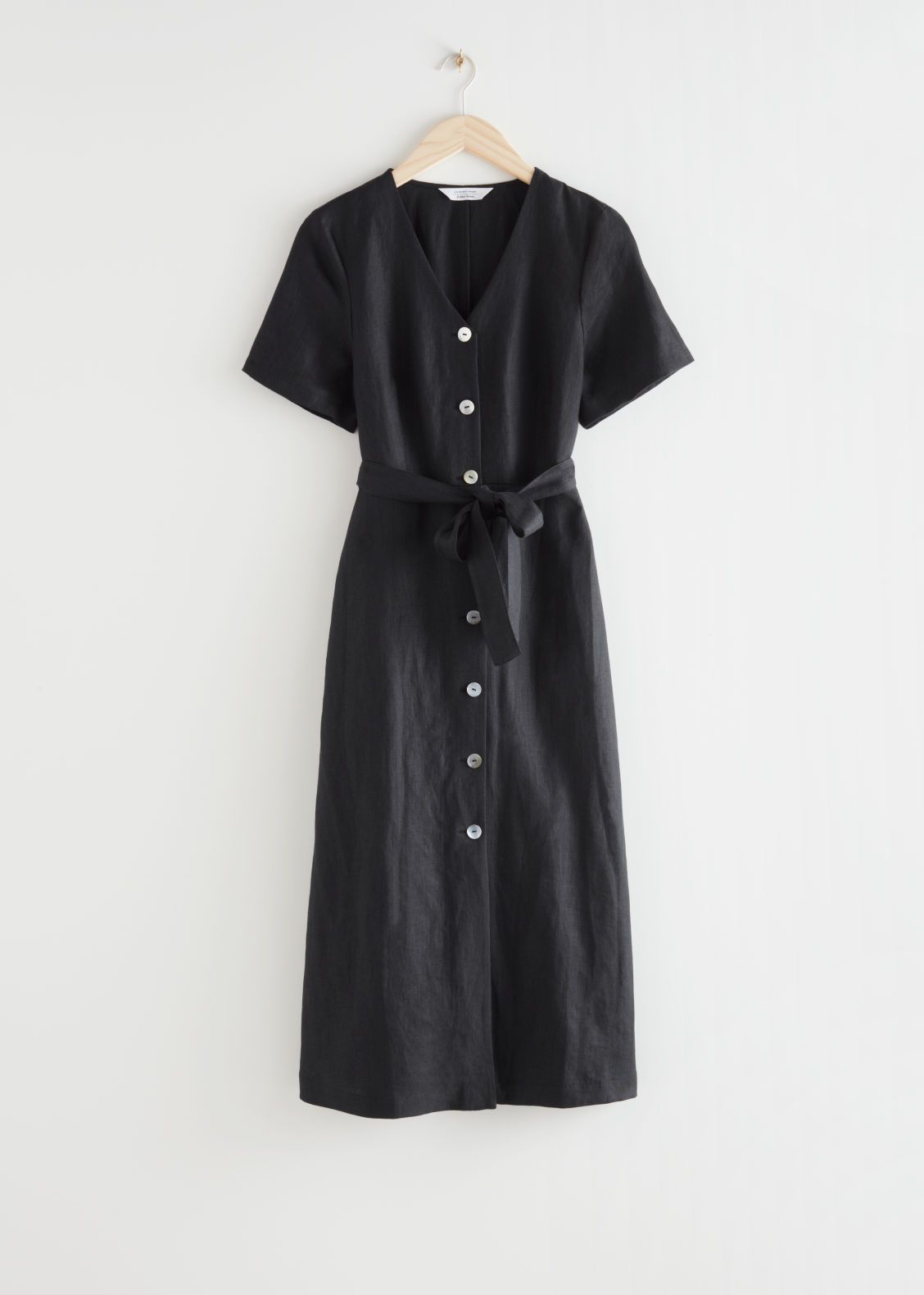 Linen Button Up Midi Dress - Black | & Other Stories (EU + UK)