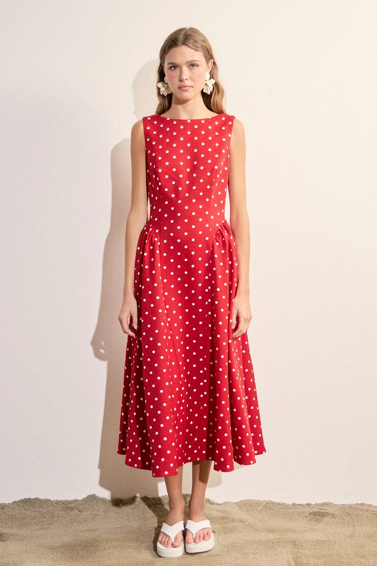 Polka Dot Sleeveless Midi Dress | English Factory