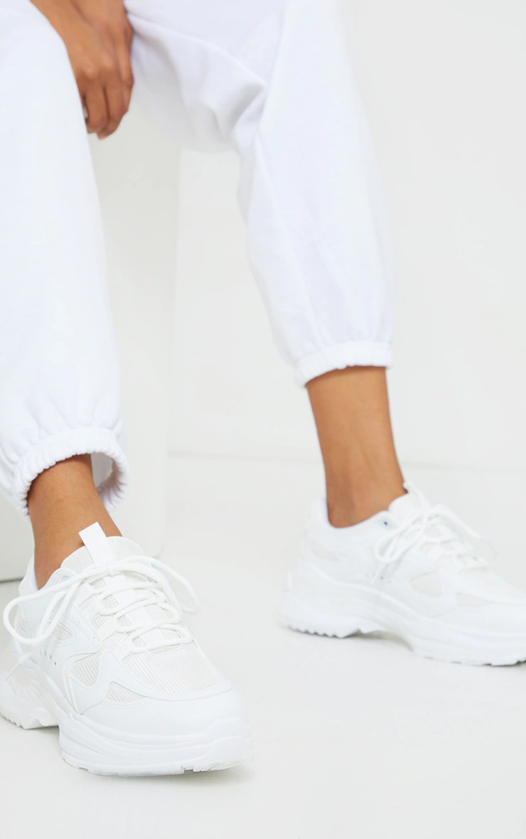White Contrast Mesh Sneakers | PrettyLittleThing US