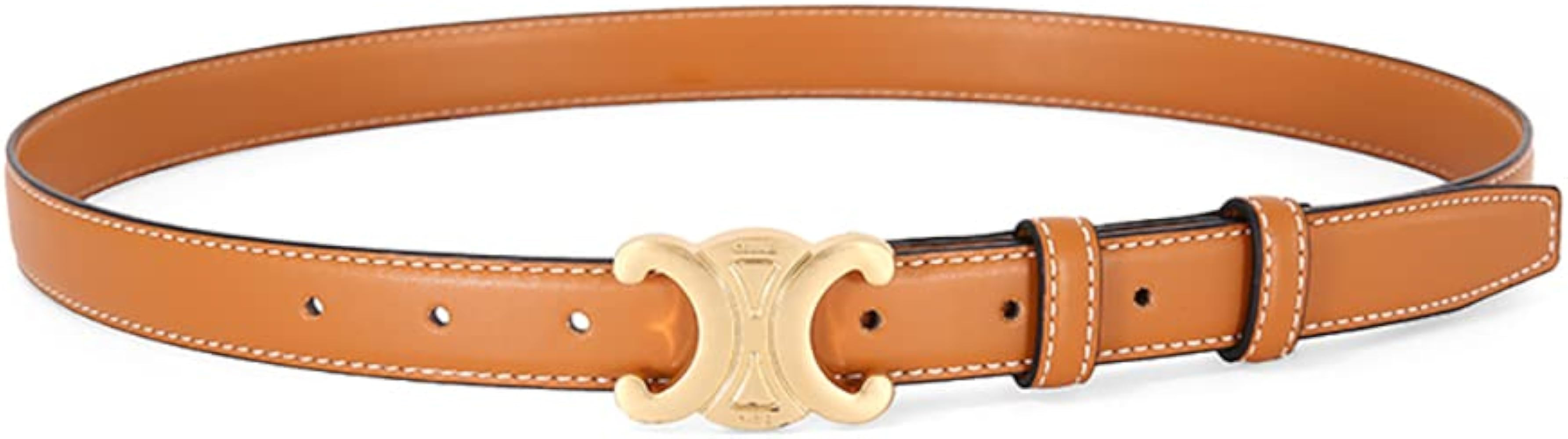 MoYoTo Women’s 2.5cm Thin Leather Belt Fashion Designer Belts for Jeans Pants Dresses with Gold... | Amazon (US)