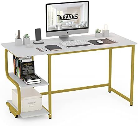 Teraves Reversible Computer Desk for Small Spaces with Shelves,47 inch Gaming Desk Office Desk fo... | Amazon (US)