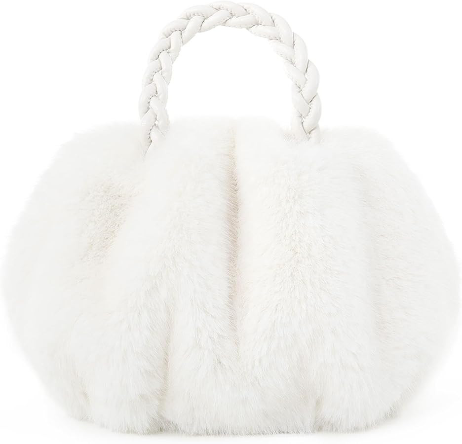 Fur Story Tote Bag Faux Fur Purses for Women Plush Handbag Fuzzy Shoulder Bag Big Capacity Black ... | Amazon (US)