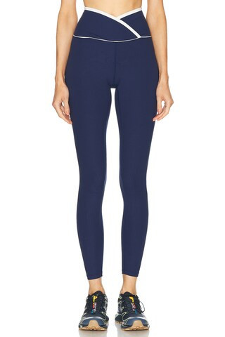 YEAR OF OURS Ribbed Two Tone Veronica Legging in Navy | FWRD 