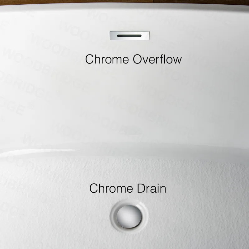 B-0011 Chrome：White/Chrome 59" x 29" Freestanding Soaking Acrylic Bathtub | Wayfair North America