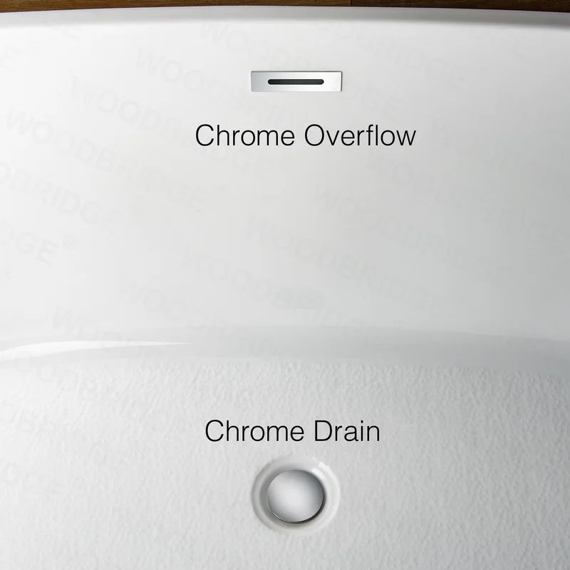 B-0011 Chrome：White/Chrome 59" x 29" Freestanding Soaking Acrylic Bathtub | Wayfair North America
