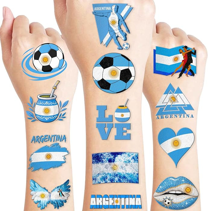 120 PCS Argentina Soccer Pre-Cut Temporary Tattoos | Amazon (US)