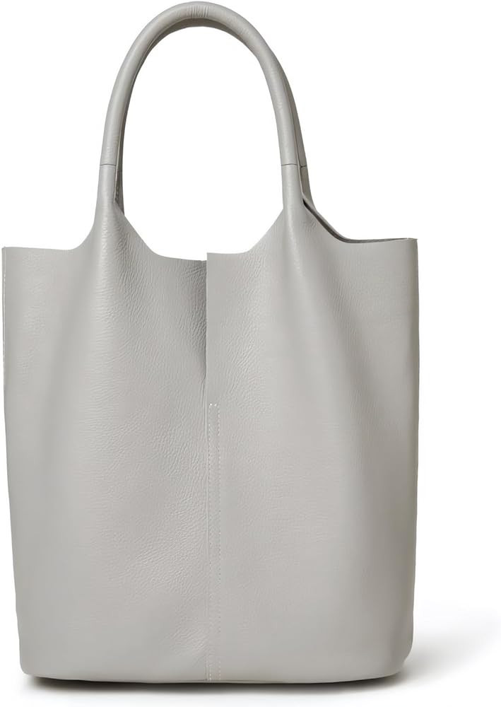 Women's Genuine Leather Tote Bag with Removable Zippered Pouch, Soft Cowhide, Stylish Everyday Sh... | Amazon (US)