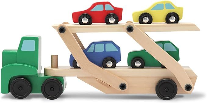 Melissa & Doug Car Carrier Truck and Cars Wooden Toy Set With 1 Truck and 4 Cars | Amazon (US)