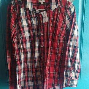 J. Crew Womens Contrasting Plaid Buttondown Shirt Size Medium Petite NWT | Poshmark