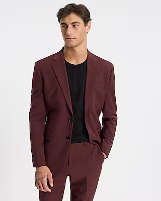 Slim Burgundy Wool-Blend Modern Tech Suit Jacket | Express