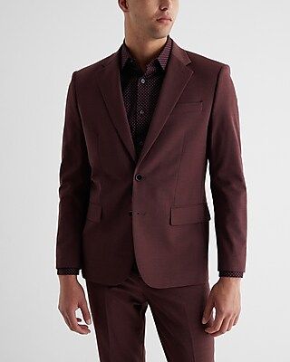Slim Burgundy Wool-Blend Modern Tech Suit Jacket | Express